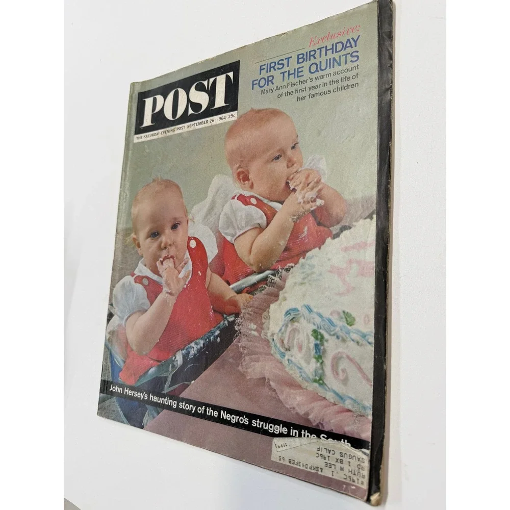 Vintage Saturday Evening Post September 26 1964 Fischer Quints John Hersey South